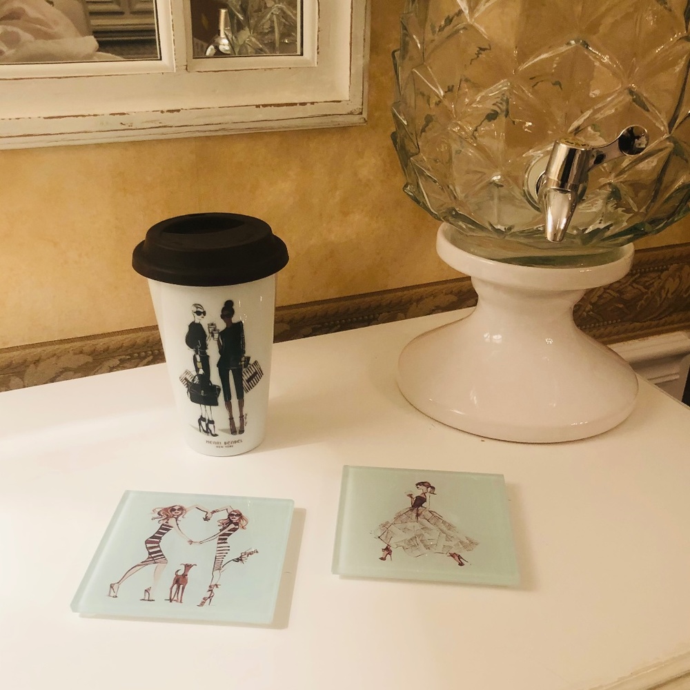 NEW Henri Bendel 2-Piece Coaster Set (Glass)